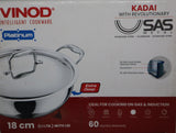 Vinod Stainless Steel Triply Platinum Kadai -SAS Metal