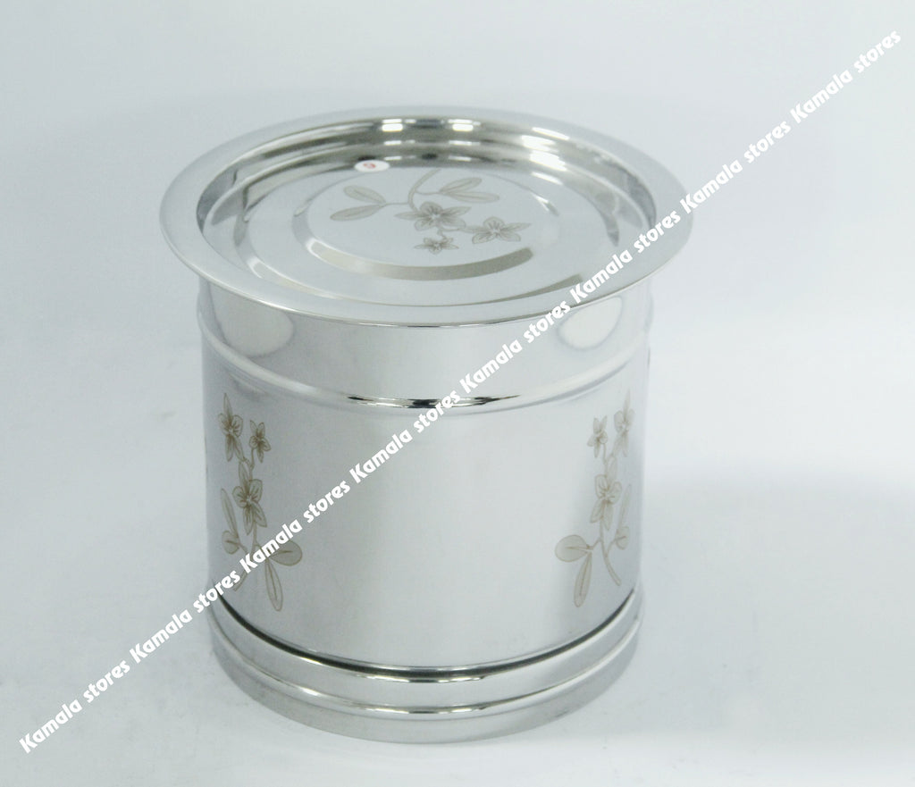 Mintage Stainless Steel Rice Drum, Pawali, Storage Container with Lid