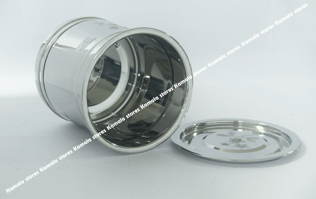 Mintage Stainless Steel Rice Drum, Pawali, Storage Container with Lid