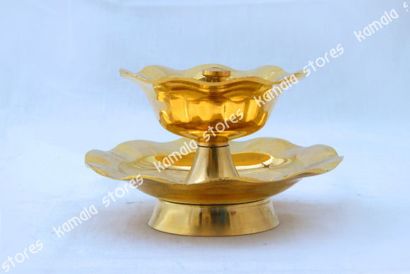Brass Nandha Deepam / Flower Model Diya